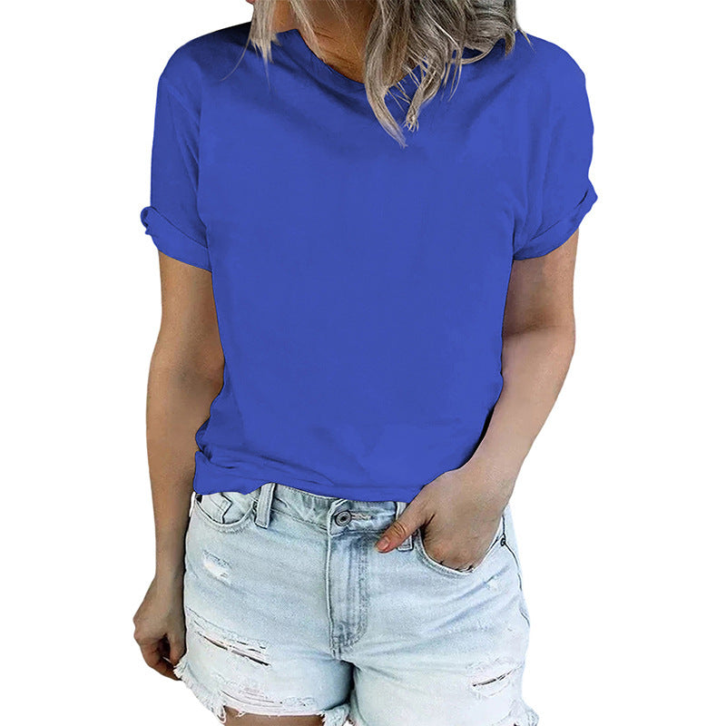 Solid Color Casual Short-sleeved Top Ladies