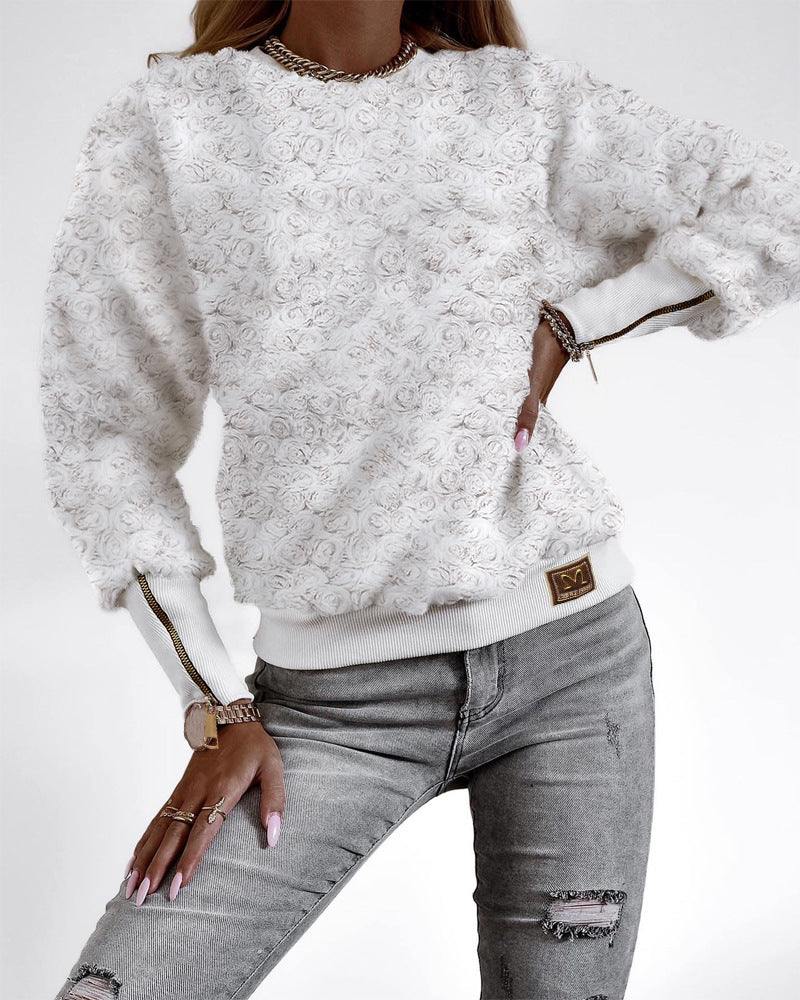 Women's Rib Stitching Casual Sweater