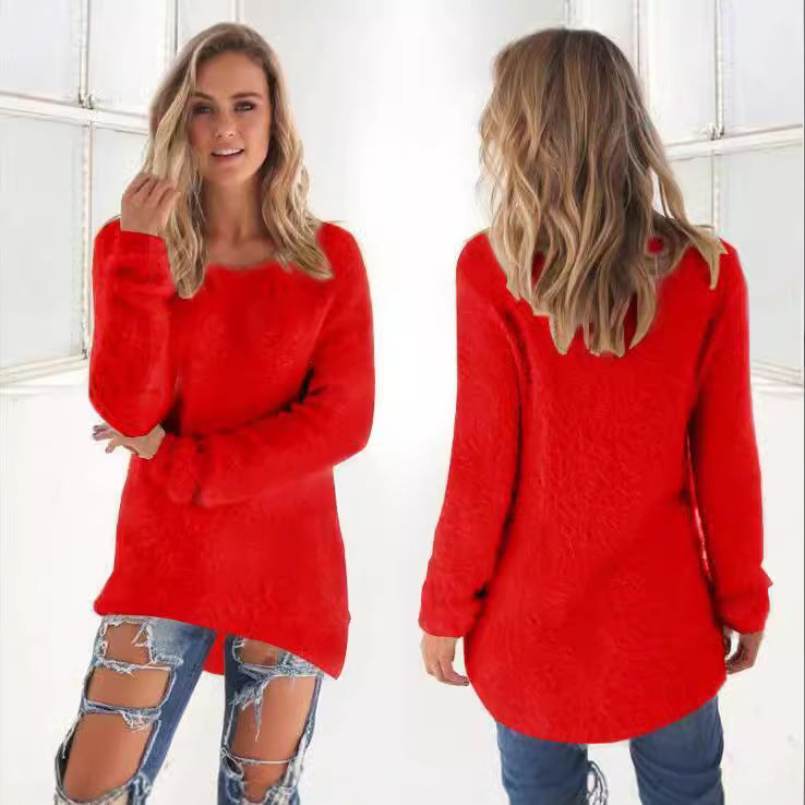 Autumn And Winter Fashion Solid Color Long Sleeve Women's Sweater