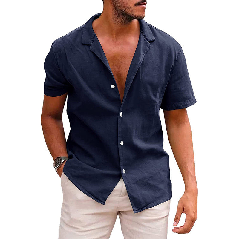 Men's Summer Loose Solid Color Button Shirt