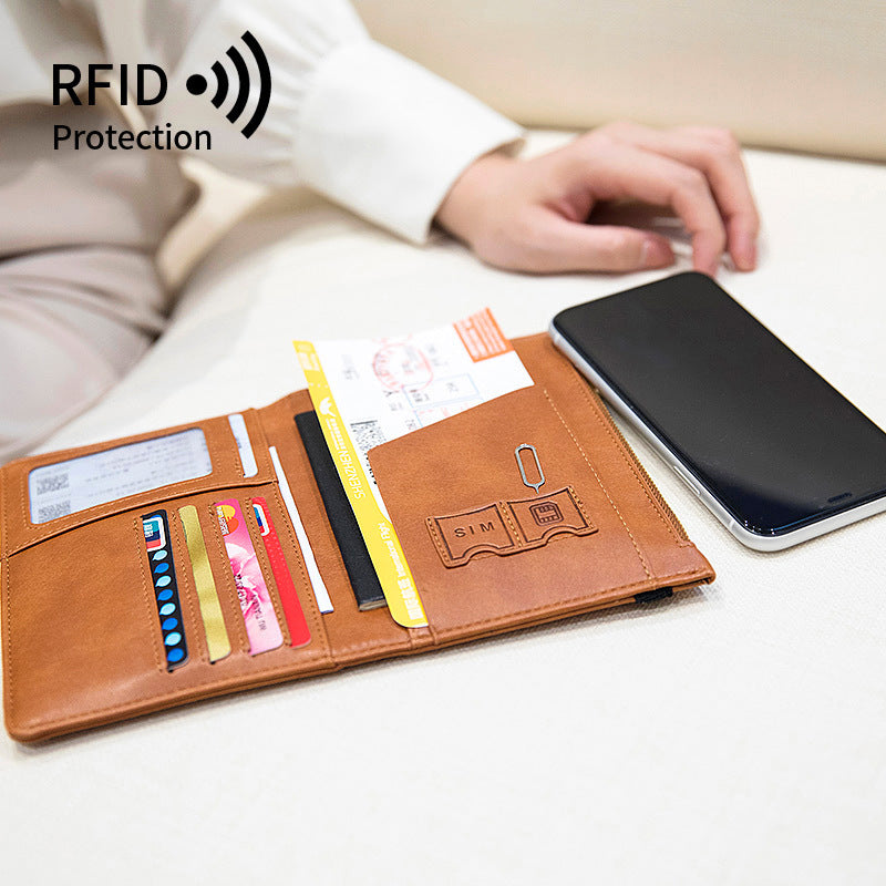 Multifunctional Passport Document Bag Ultra-thin RFID Passport Wallet