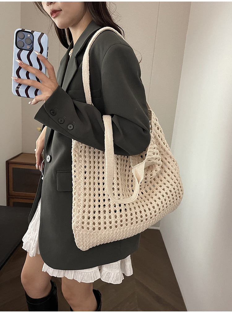 Women's Hollow Knitted Large Capacity Shoulder Bag