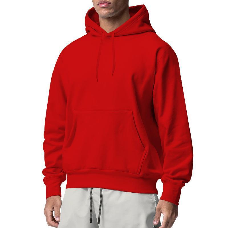 European And American Men's Sports Solid Color Fleece Sweater Hoodie