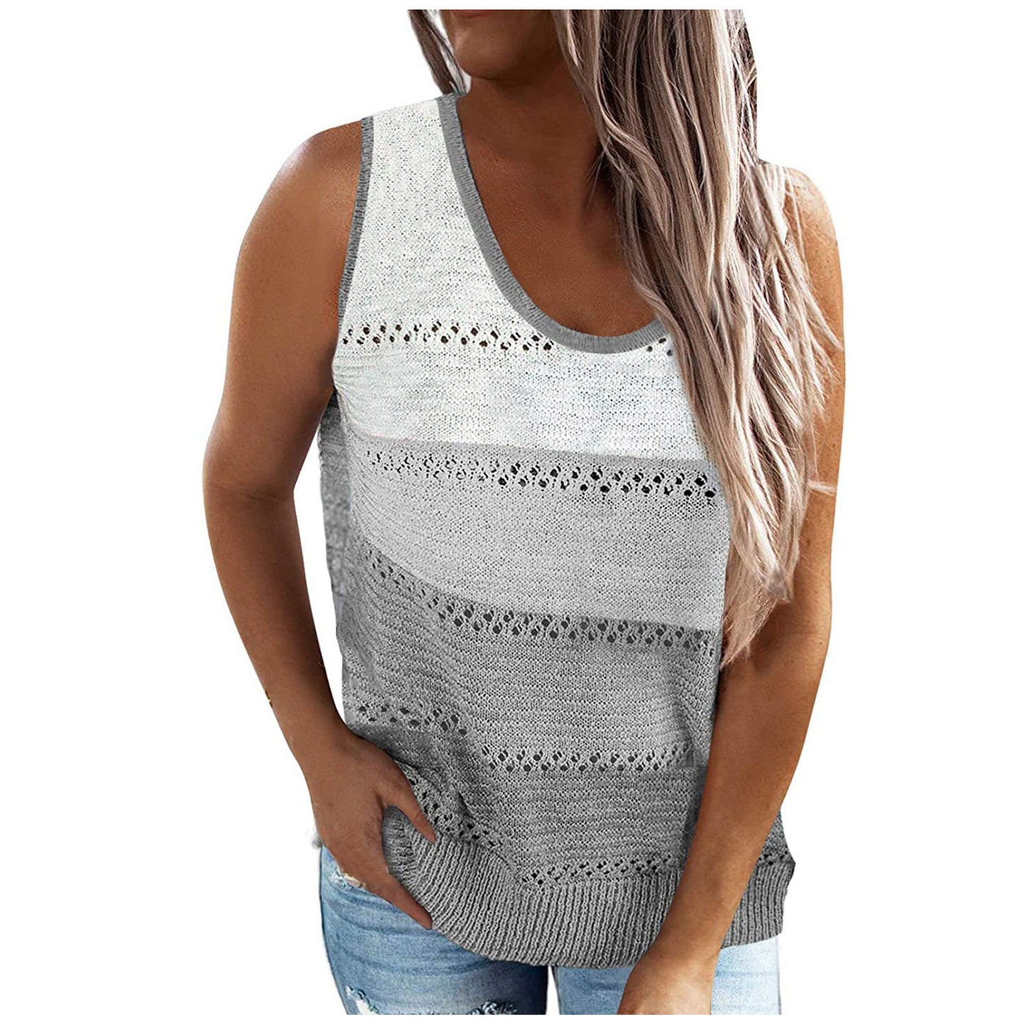 Hollow Sleeveless V-neck Tank Top