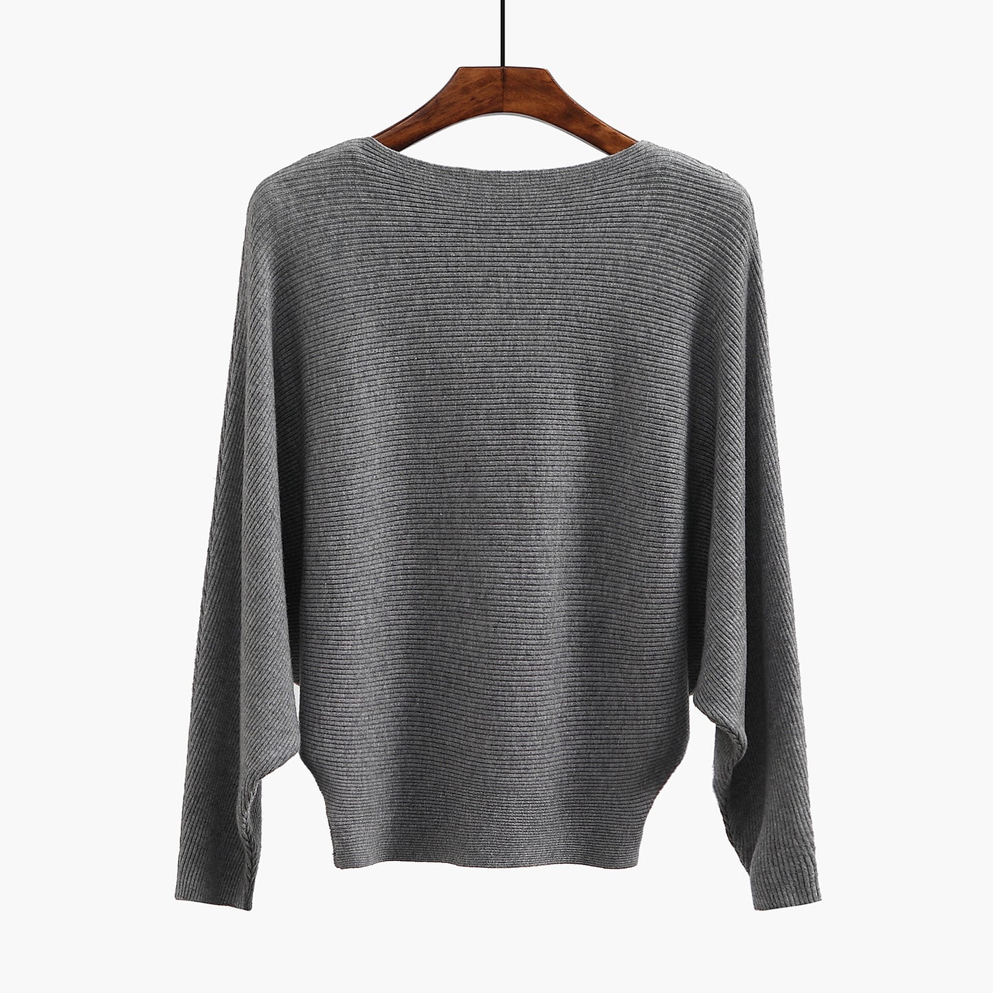 Women's Knit Sweater One-neck Bat Shirt Pullover Loose Threaded Top