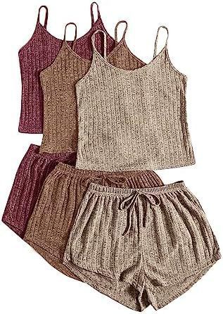 Women's Rib Knit Casual Two-piece Set Crop-top Spaghetti-strap High Suit