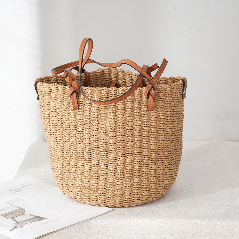 Straw Woven Bag Women's Large Capacity Shoulder Woven Tote