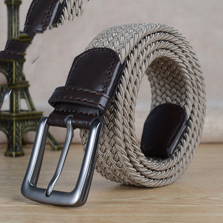 All-match Pin Buckle, Non-hole Elastic Adjustable Canvas Woven Trouser Belt