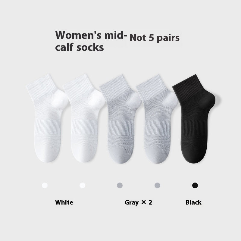 Pure Cotton Summer Antibacterial Breathable Mid-calf Socks Tight