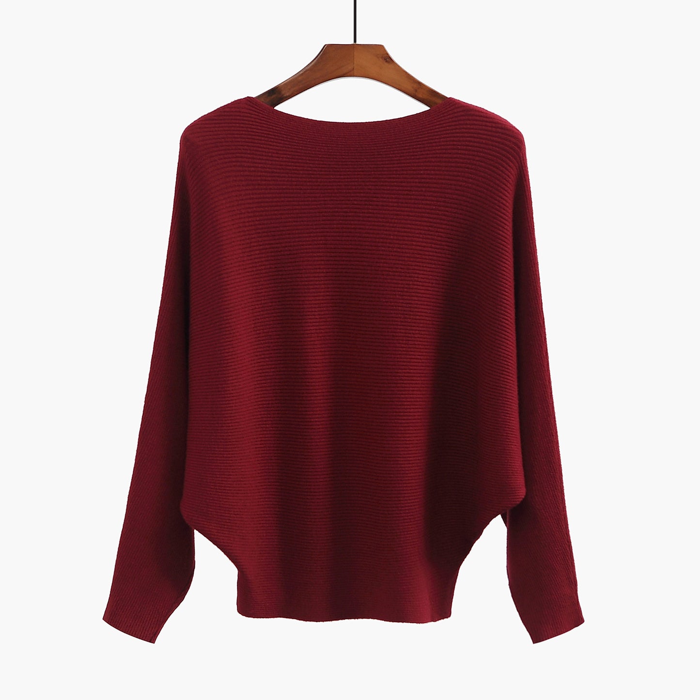 Women's Knit Sweater One-neck Bat Shirt Pullover Loose Threaded Top