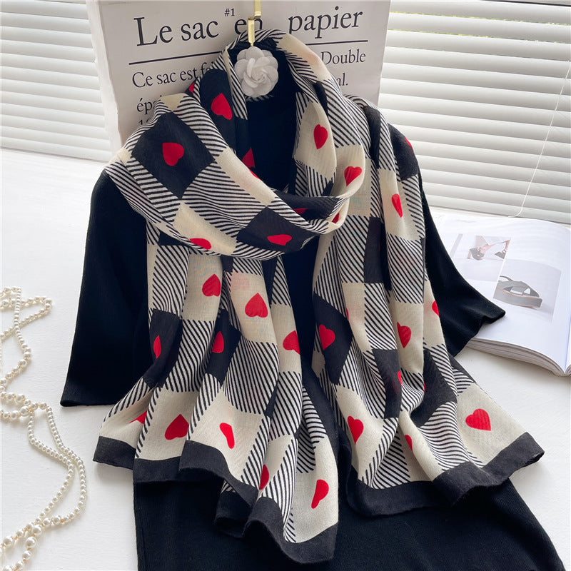 Chessboard Plaid Scarf Cotton And Linen High-grade Shawl