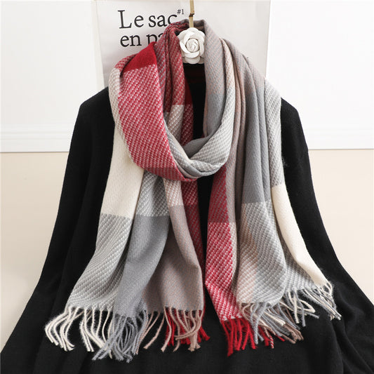 Winter New Scarf Cashmere Check Pattren All-match Color Matching Scarf
