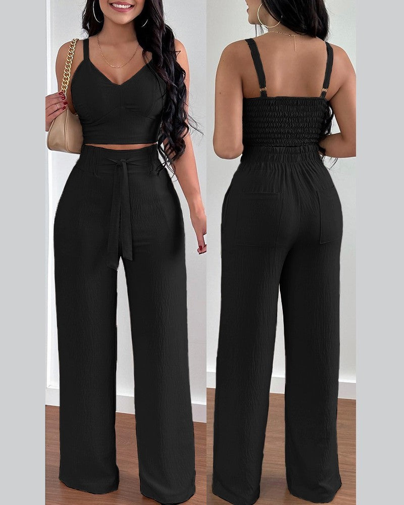 Fashion Suspenders Two-piece Suit Women's Clothing