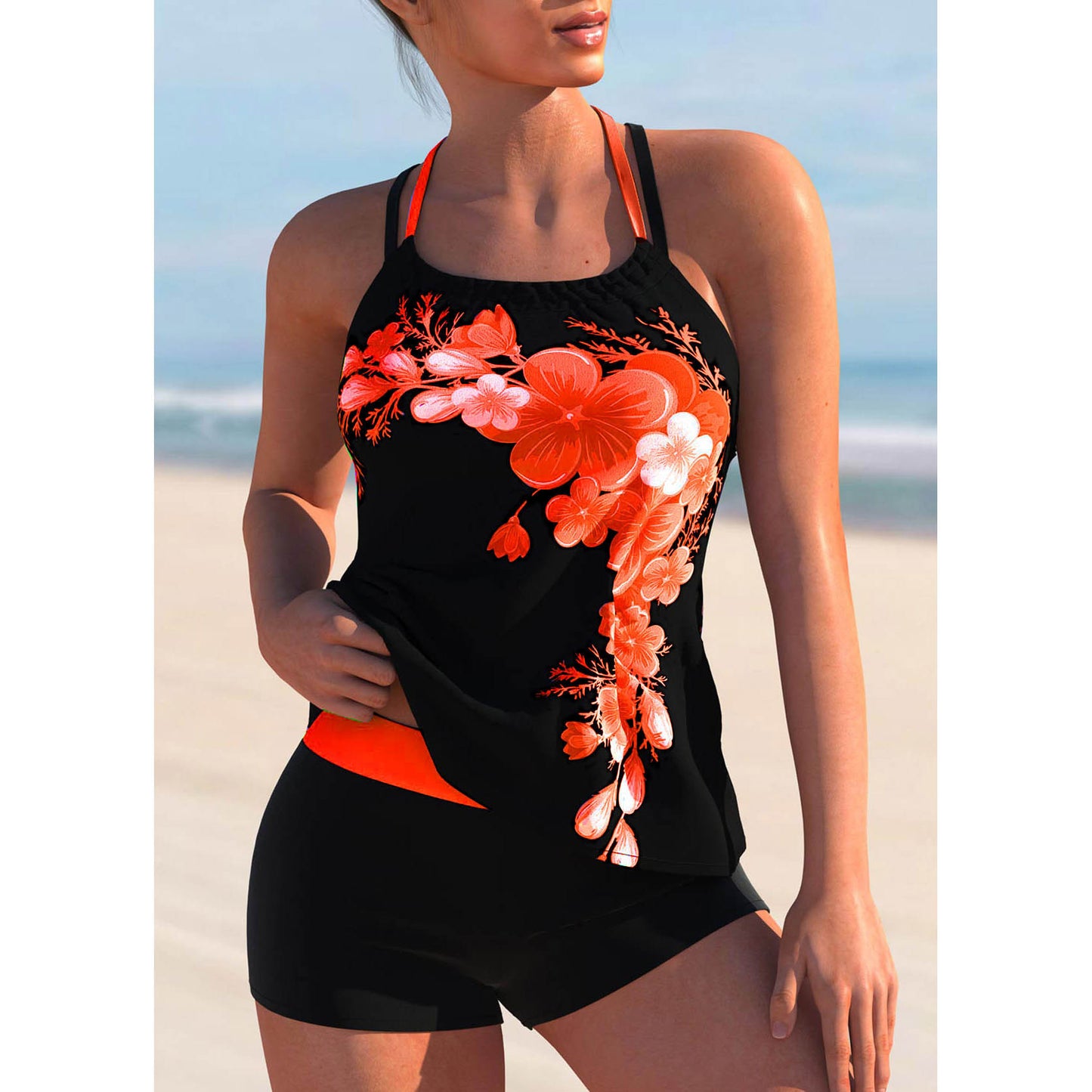 Cross-border European And American Beauty Back Fashion Plus Size Solid Color Stitching Bikini Swimsuit Bikini Swimsuit