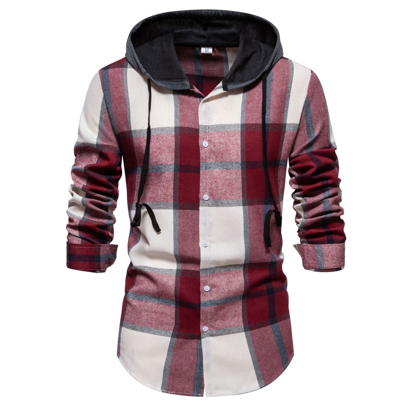 Casual Hooded Men's Plaid Long Sleeve Shirt