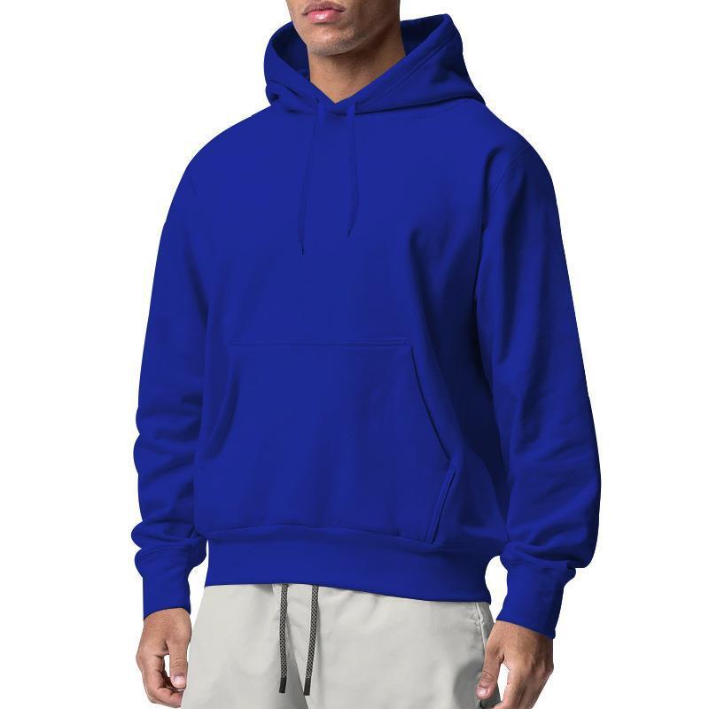 European And American Men's Sports Solid Color Fleece Sweater Hoodie