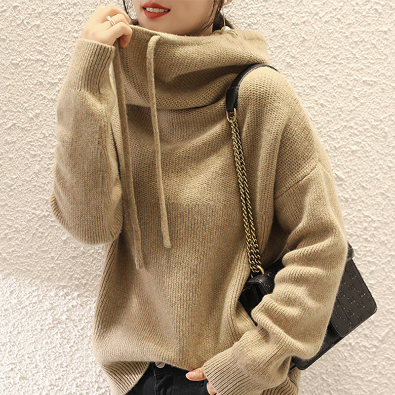 Winter New Solid Color Loose Thick Knitwear Top