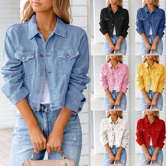 Solid Colors Mid Denim Jacket Jacket