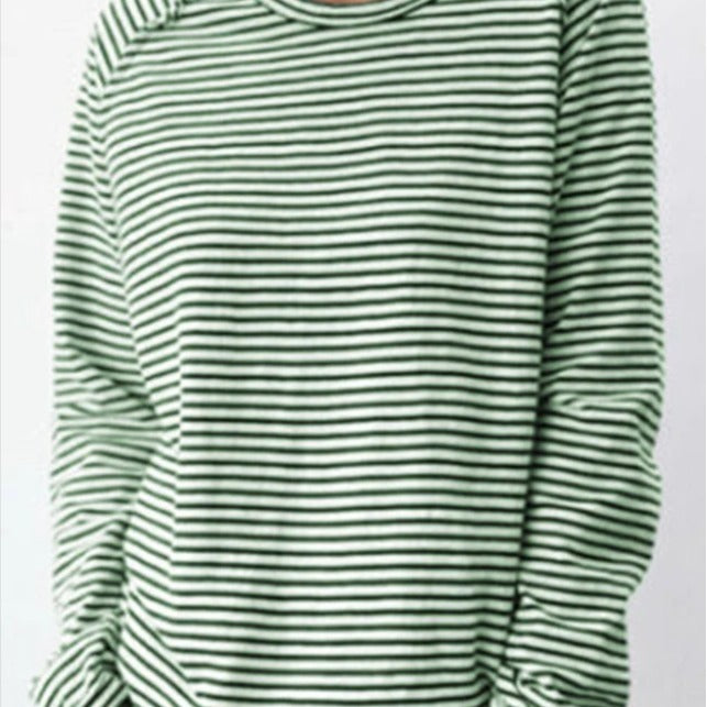 Loose Round Neck Raglan Long Sleeve Striped Printed Sweater