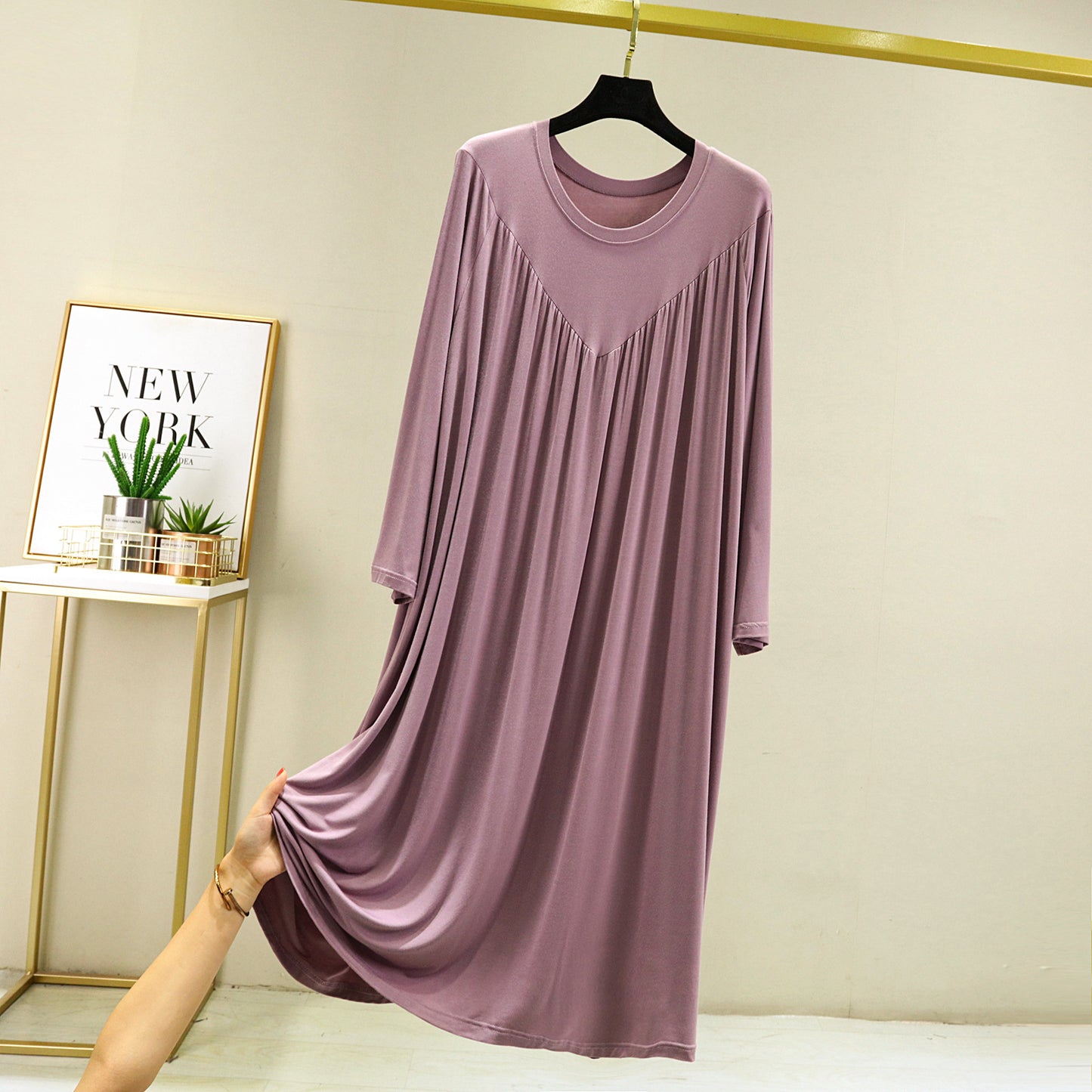 Summer Long-sleeve Loose Pajamas Plus Size Thin Dress