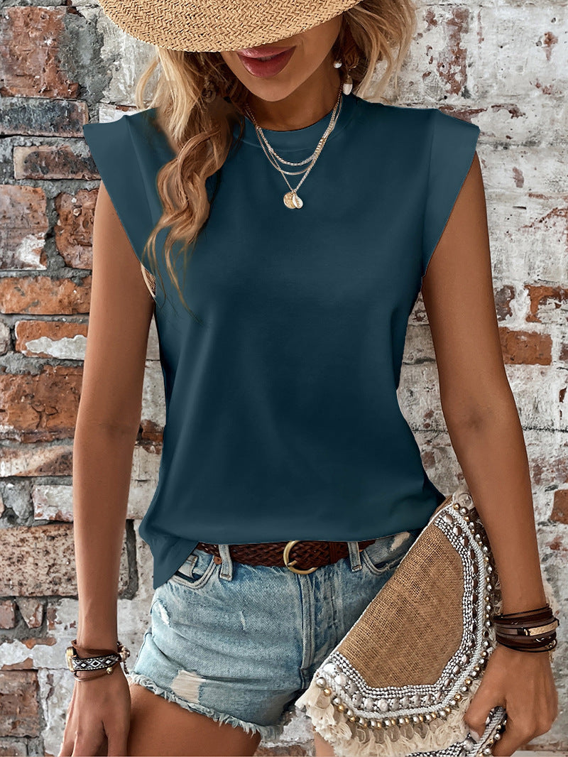 Women's Solid Color Sleeveless Versatile T-shirt