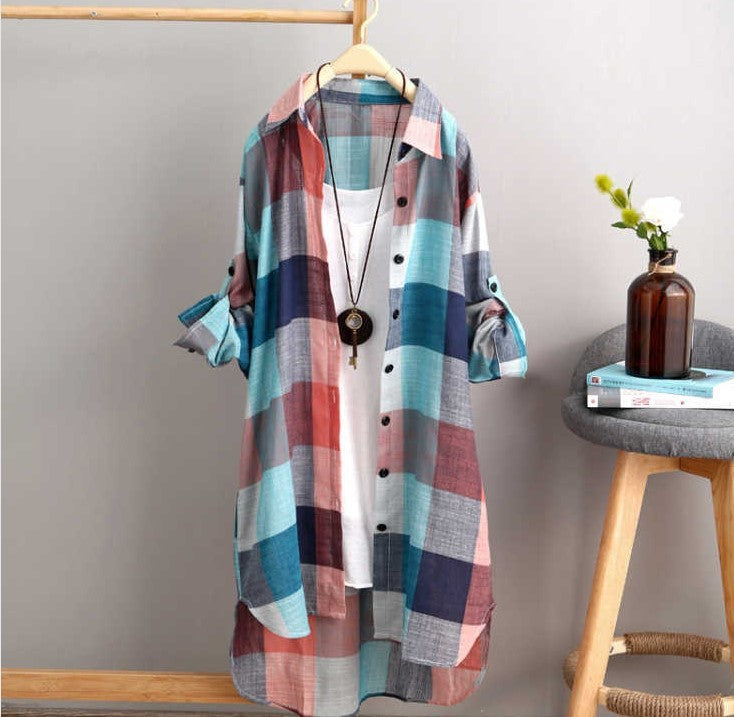 Korean Style Sun-protection Clothing Shirt Women's Mid-length Plus Size