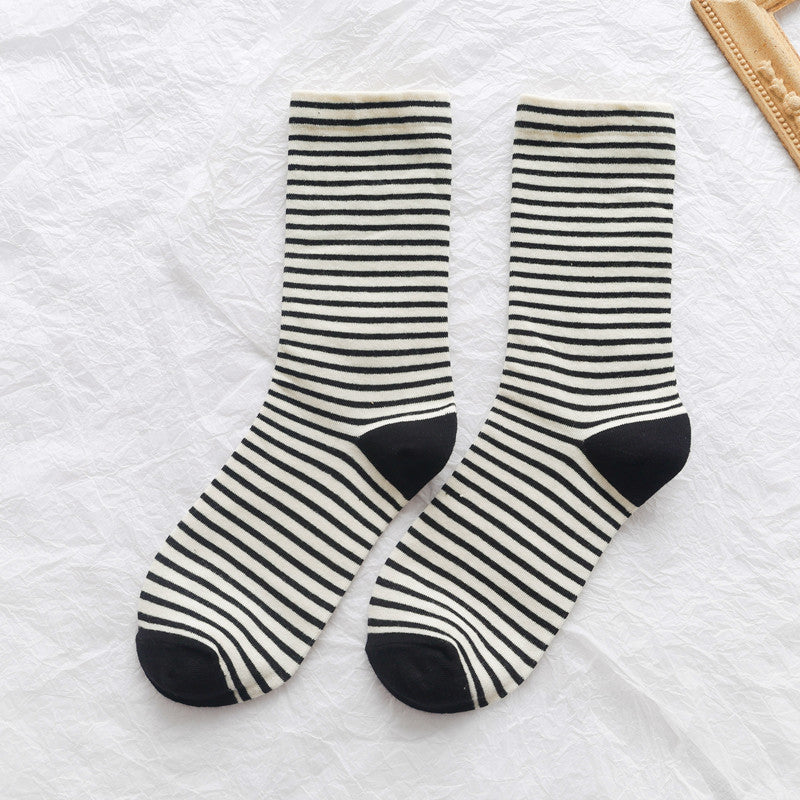Striped Fashion Ladies Mid Tube Socks