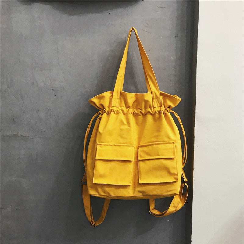 Fashion Work Clothes Drawstring Canvas Raw Shoulder Bag