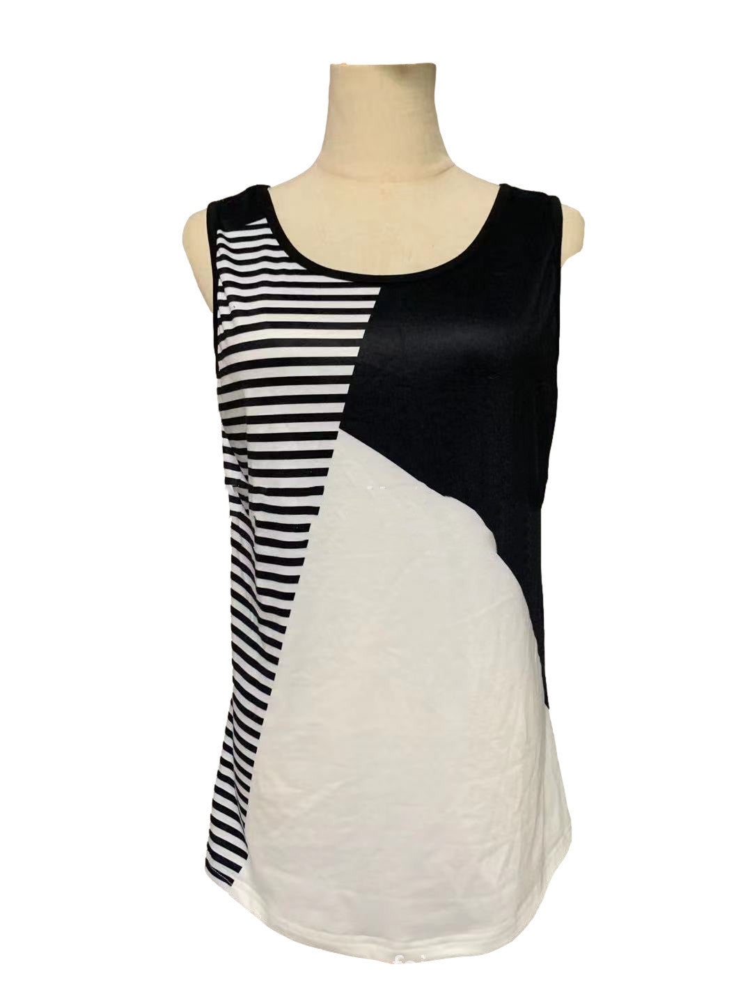 Women's Round Neck Casual Print Sleeveless Top T-Shirt