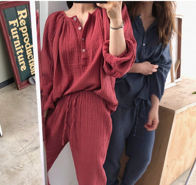 Round Neck Loose And Comfortable Pajamas Suit