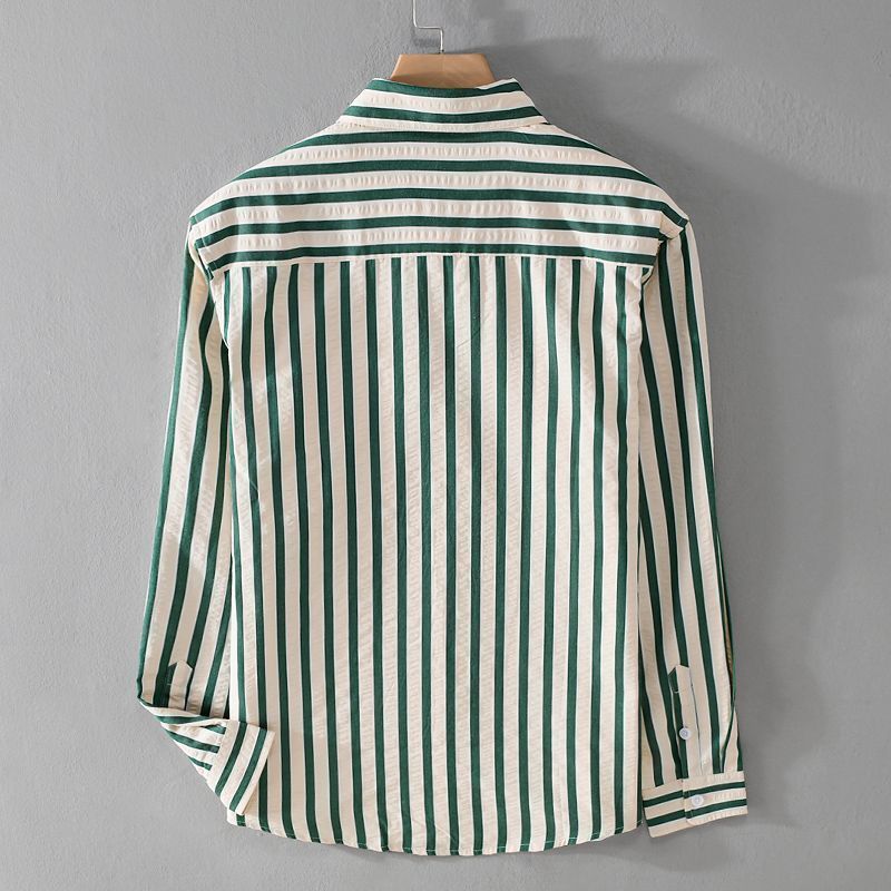 Color Matching Long Sleeve Stripe Men's Shirt