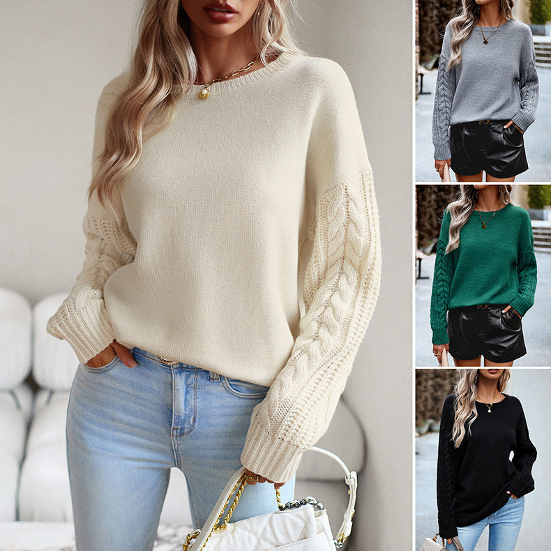 Round Neck Sweater Women's Long Sleeve Knitted