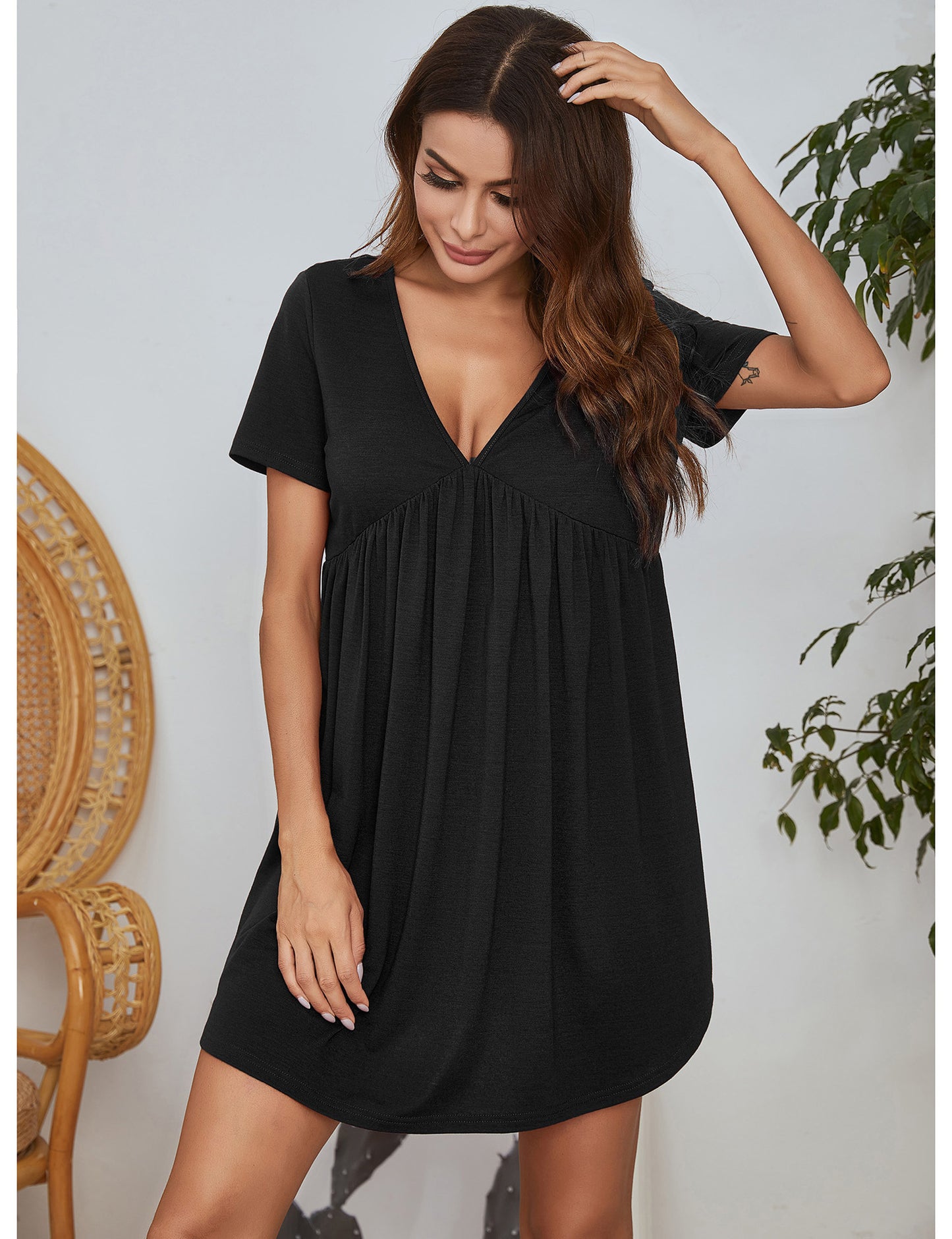 Women's Dress Casual Home Sleep Short Sleeve