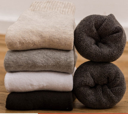 Socks Men's Tube In Autumn And Winter Plus Velvet Thickened Towel To Keep Warm Long Tube Of Pure Wool