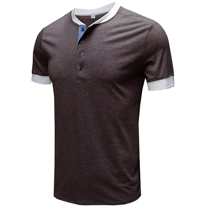 Men's New Solid Color Patchwork Short Sleeve T-Shirt