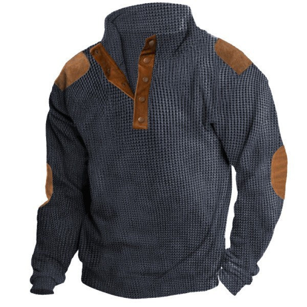 Printed Stand Collar Men's Clothing Casual Sweatshirt